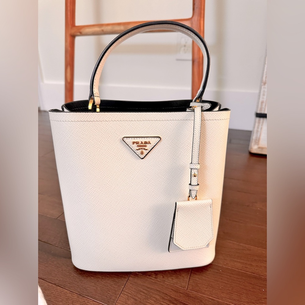Prada Medium Saffiano Leather Panier Top Handle Bucket Bag
